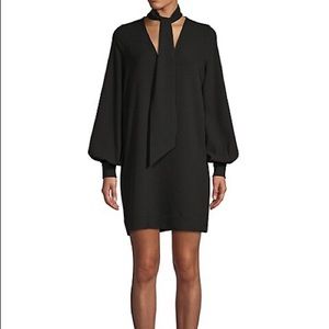 GANNI designer black v-neck sash dress